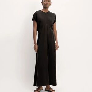 NWOT Everlane The Tencel Short Sleve Midi Dress size 2 BLACK